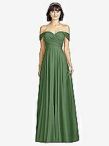 Alt View 1 Thumbnail - Vineyard Green Off-the-Shoulder Draped Chiffon Maxi Dress