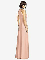 Rear View Thumbnail - Pale Peach Full Length Crepe Halter Neckline Dress