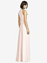Rear View Thumbnail - Blush Full Length Crepe Halter Neckline Dress