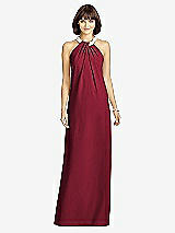 Front View Thumbnail - Burgundy Full Length Crepe Halter Neckline Dress