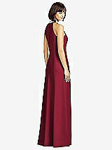 Rear View Thumbnail - Burgundy Full Length Crepe Halter Neckline Dress