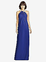 Front View Thumbnail - Cobalt Blue Full Length Crepe Halter Neckline Dress