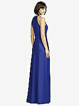 Rear View Thumbnail - Cobalt Blue Full Length Crepe Halter Neckline Dress