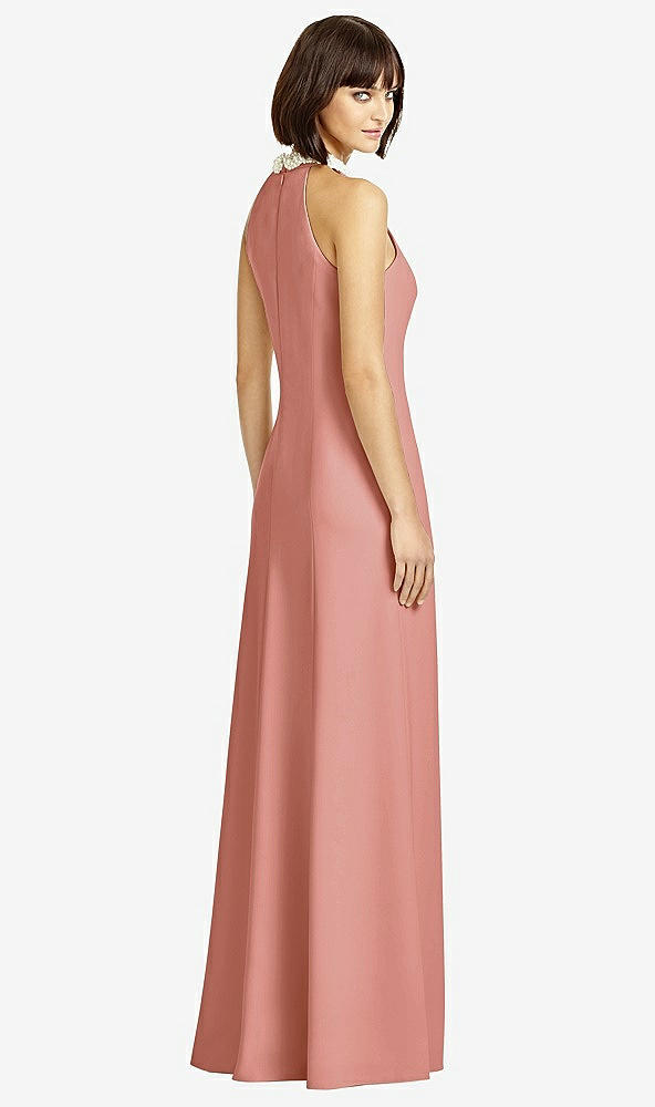 Back View - Desert Rose Full Length Crepe Halter Neckline Dress