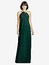 Front View Thumbnail - Evergreen Full Length Crepe Halter Neckline Dress