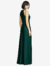 Rear View Thumbnail - Evergreen Full Length Crepe Halter Neckline Dress