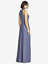 Rear View Thumbnail - French Blue Full Length Crepe Halter Neckline Dress