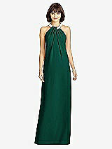 Front View Thumbnail - Hunter Green Full Length Crepe Halter Neckline Dress