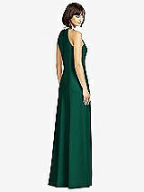 Rear View Thumbnail - Hunter Green Full Length Crepe Halter Neckline Dress