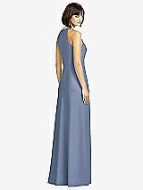 Rear View Thumbnail - Larkspur Blue Full Length Crepe Halter Neckline Dress