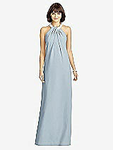 Front View Thumbnail - Mist Full Length Crepe Halter Neckline Dress