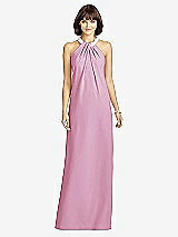 Front View Thumbnail - Powder Pink Full Length Crepe Halter Neckline Dress