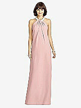 Front View Thumbnail - Rose - PANTONE Rose Quartz Full Length Crepe Halter Neckline Dress