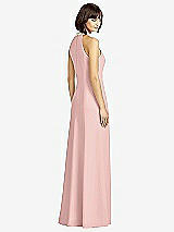 Rear View Thumbnail - Rose - PANTONE Rose Quartz Full Length Crepe Halter Neckline Dress