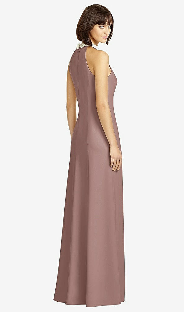 Back View - Sienna Full Length Crepe Halter Neckline Dress