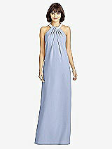 Front View Thumbnail - Sky Blue Full Length Crepe Halter Neckline Dress