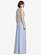 Rear View Thumbnail - Sky Blue Full Length Crepe Halter Neckline Dress