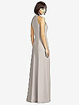 Rear View Thumbnail - Taupe Full Length Crepe Halter Neckline Dress