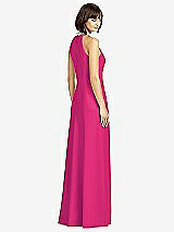 Rear View Thumbnail - Think Pink Full Length Crepe Halter Neckline Dress