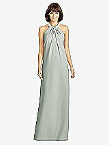 Front View Thumbnail - Willow Green Full Length Crepe Halter Neckline Dress