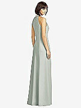 Rear View Thumbnail - Willow Green Full Length Crepe Halter Neckline Dress