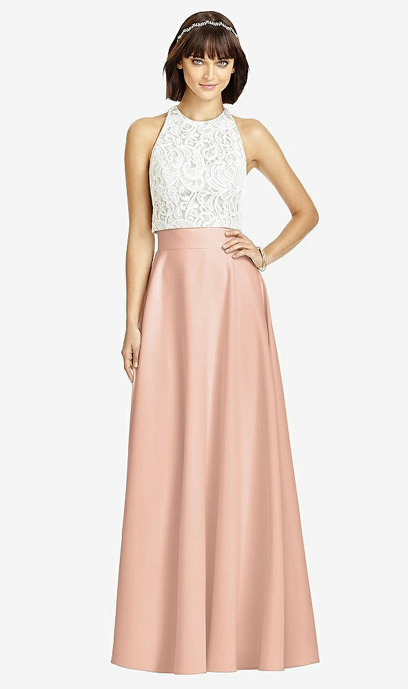 Front View - Pale Peach Crepe Maxi Skirt