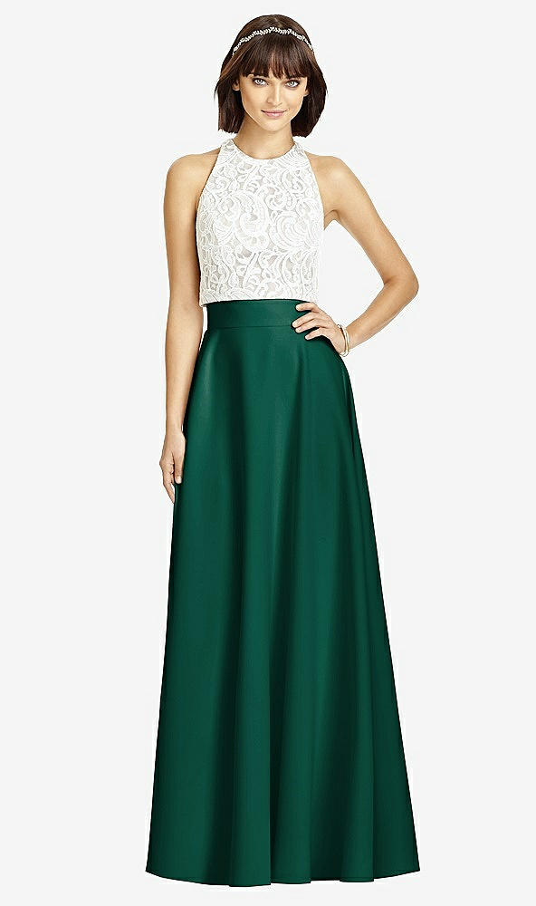 Front View - Hunter Green Crepe Maxi Skirt