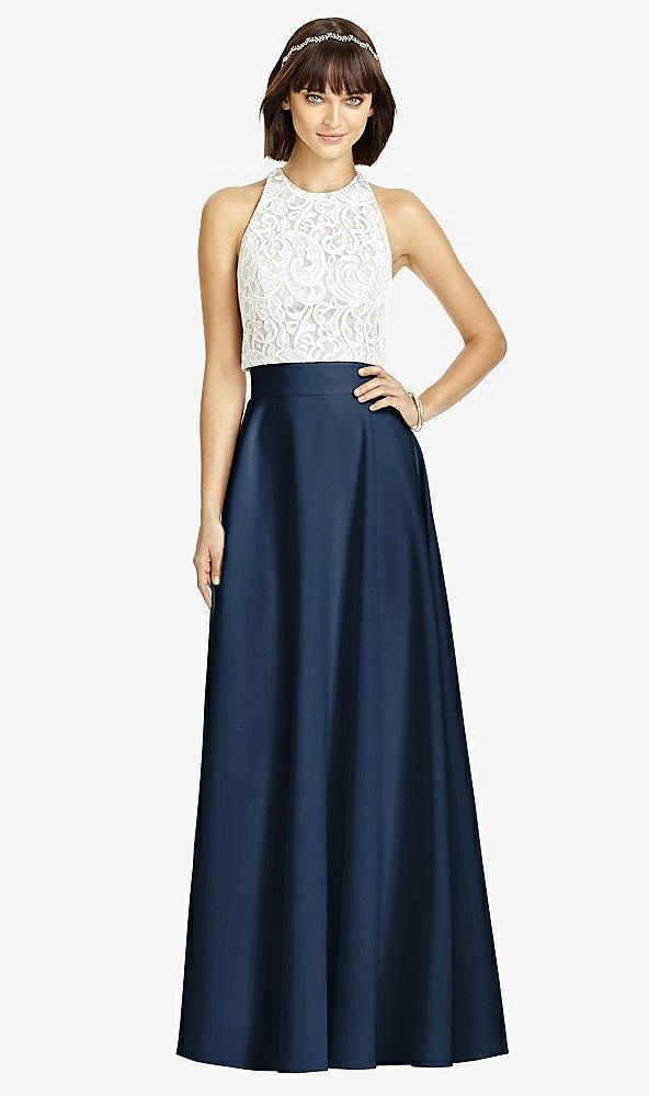 Front View - Midnight Navy Crepe Maxi Skirt