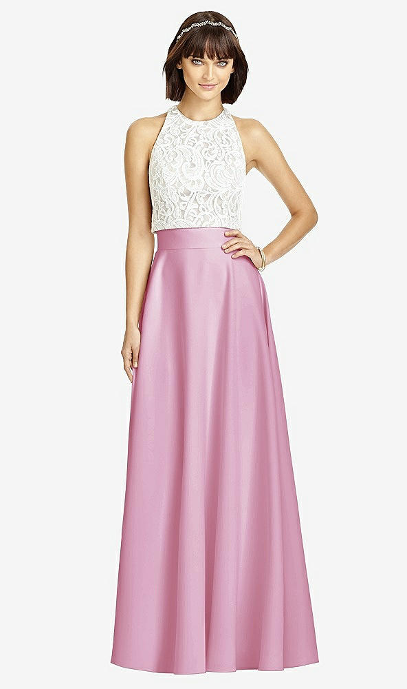 Front View - Powder Pink Crepe Maxi Skirt