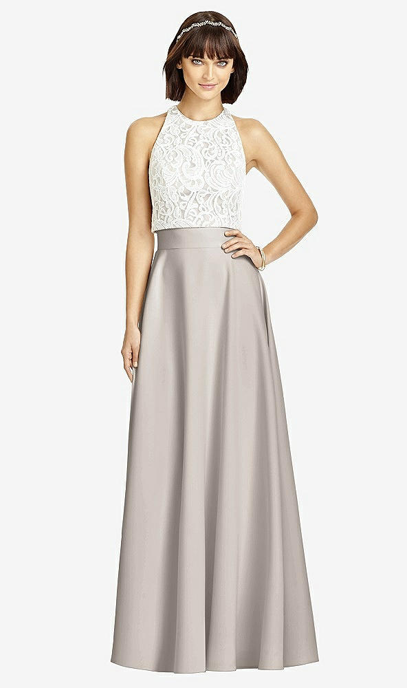 Front View - Taupe Crepe Maxi Skirt
