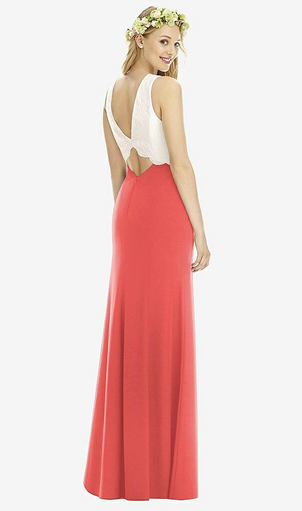 Back View - Perfect Coral & Ivory Social Bridesmaids Style 8172