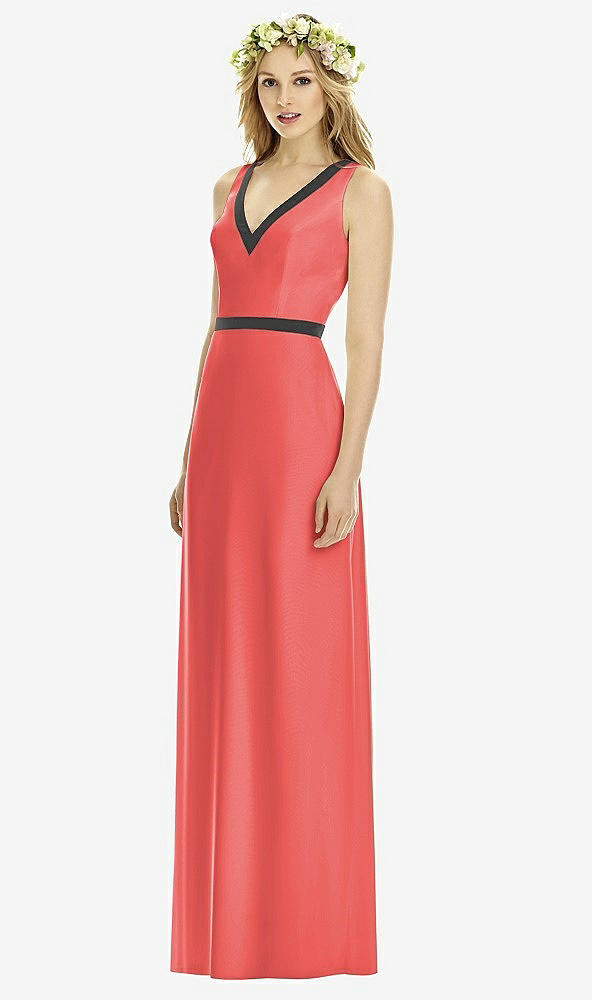 Front View - Perfect Coral & Black Social Bridesmaids Style 8173