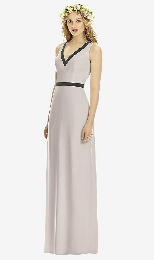 Front View - Taupe & Black Social Bridesmaids Style 8173