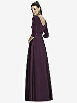 Alt View 2 Thumbnail - Aubergine Three-Quarter Sleeve Draped Full Skirt Dress