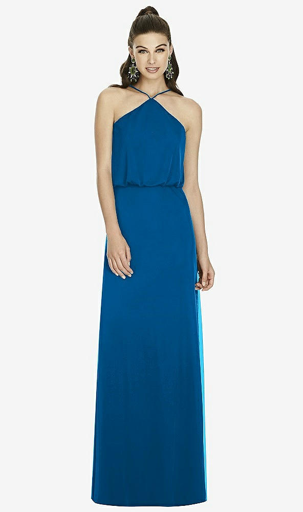 Front View - Cerulean Alfred Sung Bridesmaid Dress D738