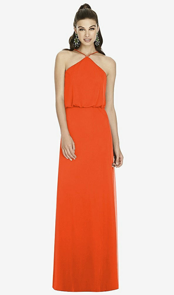 Front View - Tangerine Tango Alfred Sung Bridesmaid Dress D738
