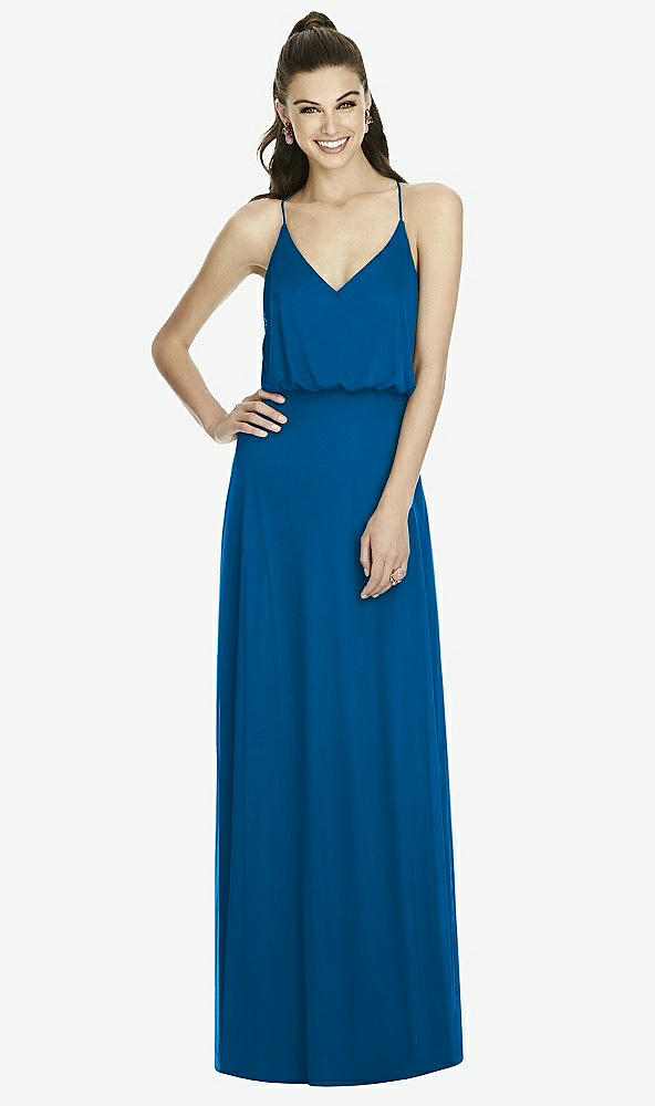 Front View - Cerulean Alfred Sung Bridesmaid Dress D739