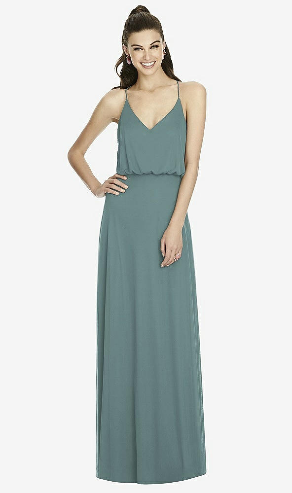 Front View - Smoke Blue Alfred Sung Bridesmaid Dress D739