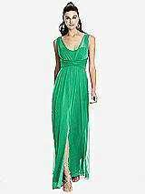 Front View Thumbnail - Pantone Emerald Maxi Chiffon Knit Shirred Strap Dress