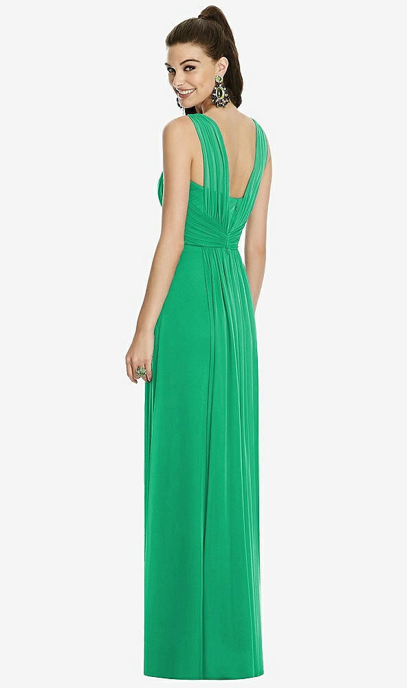 Back View - Pantone Emerald Maxi Chiffon Knit Shirred Strap Dress