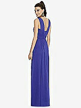 Rear View Thumbnail - Electric Blue Maxi Chiffon Knit Shirred Strap Dress