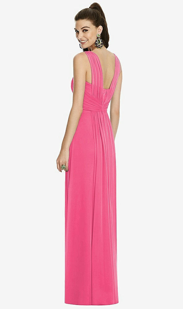 Back View - Forever Pink Maxi Chiffon Knit Shirred Strap Dress