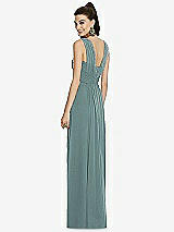 Rear View Thumbnail - Smoke Blue Maxi Chiffon Knit Shirred Strap Dress