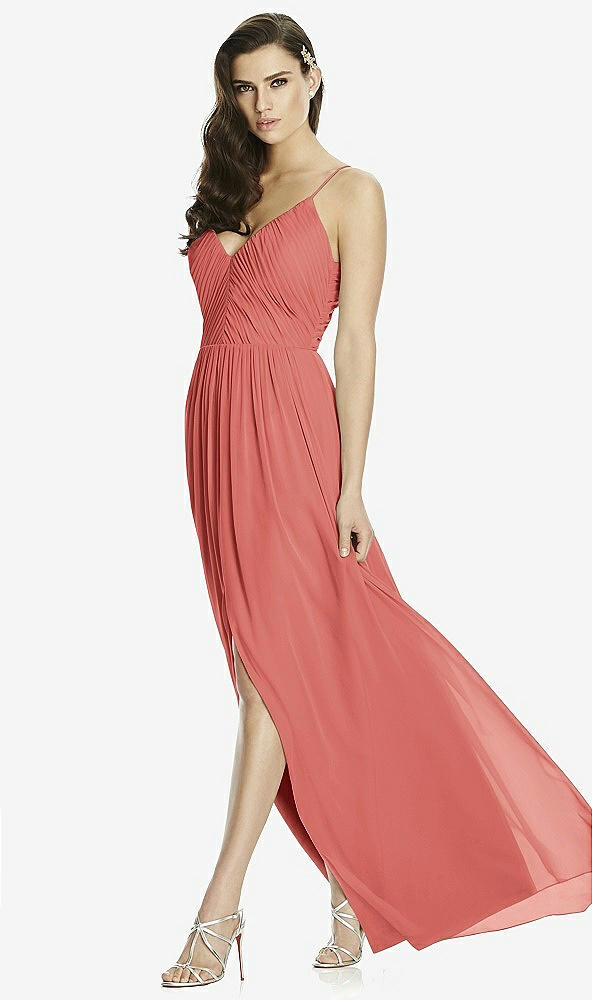Front View - Coral Pink Dessy Bridesmaid Dress 2989