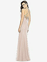 Rear View Thumbnail - Cameo Halter Criss Cross Open-Back Lace Trumpet Gown