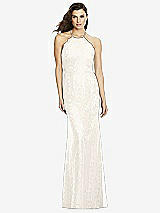 Front View Thumbnail - Ivory Halter Criss Cross Open-Back Lace Trumpet Gown