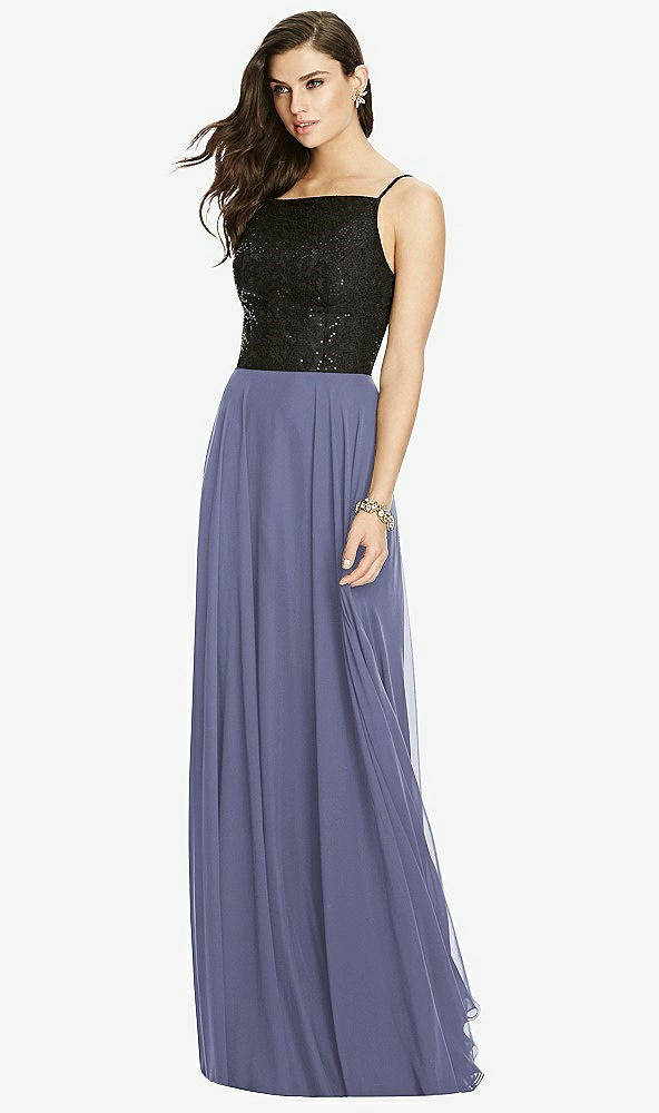 Front View - French Blue Chiffon Maxi Skirt