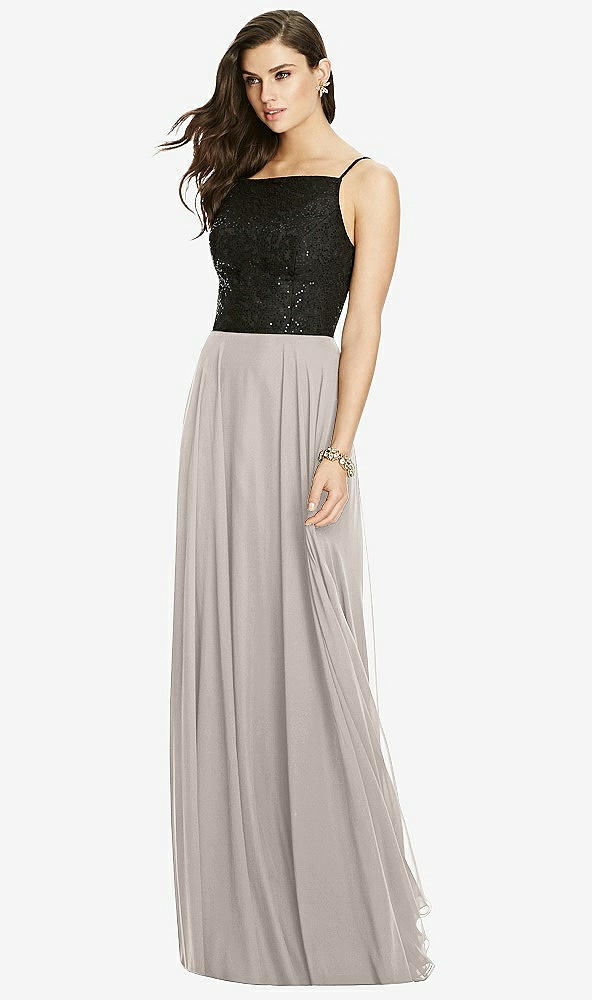 Front View - Taupe Chiffon Maxi Skirt