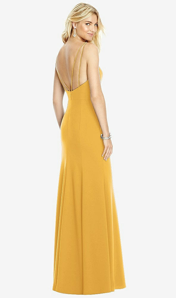 Front View - NYC Yellow Bateau Neck Open-Back Trumpet Gown