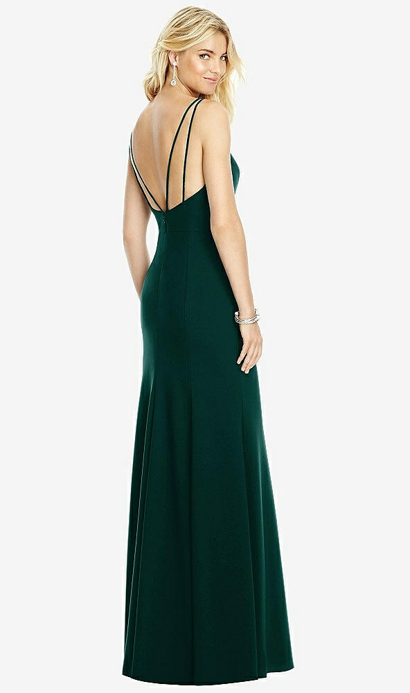 Front View - Evergreen Bateau Neck Open-Back Trumpet Gown